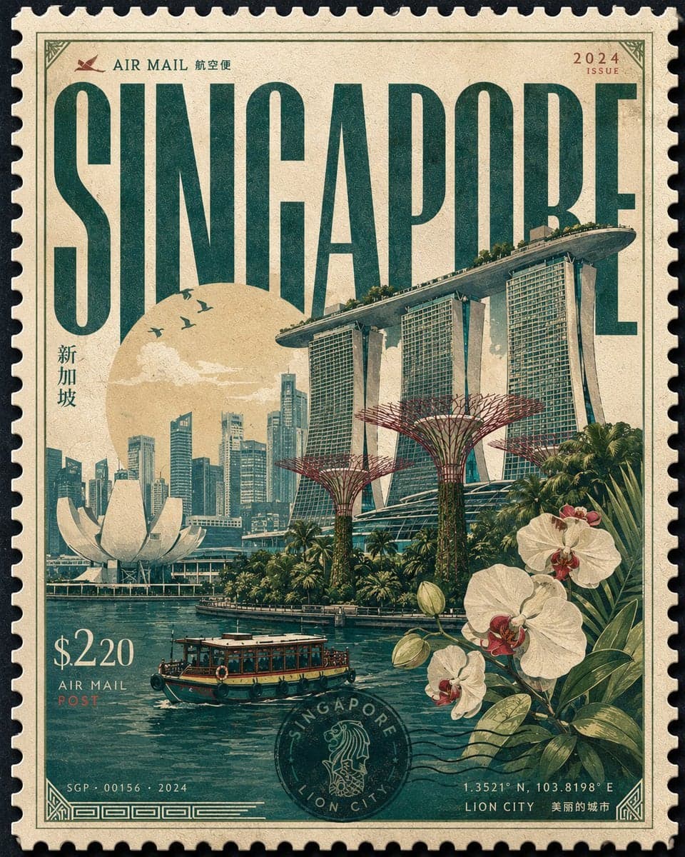 Design a premium 4:5 collectible postal-stamp poster for ... 2