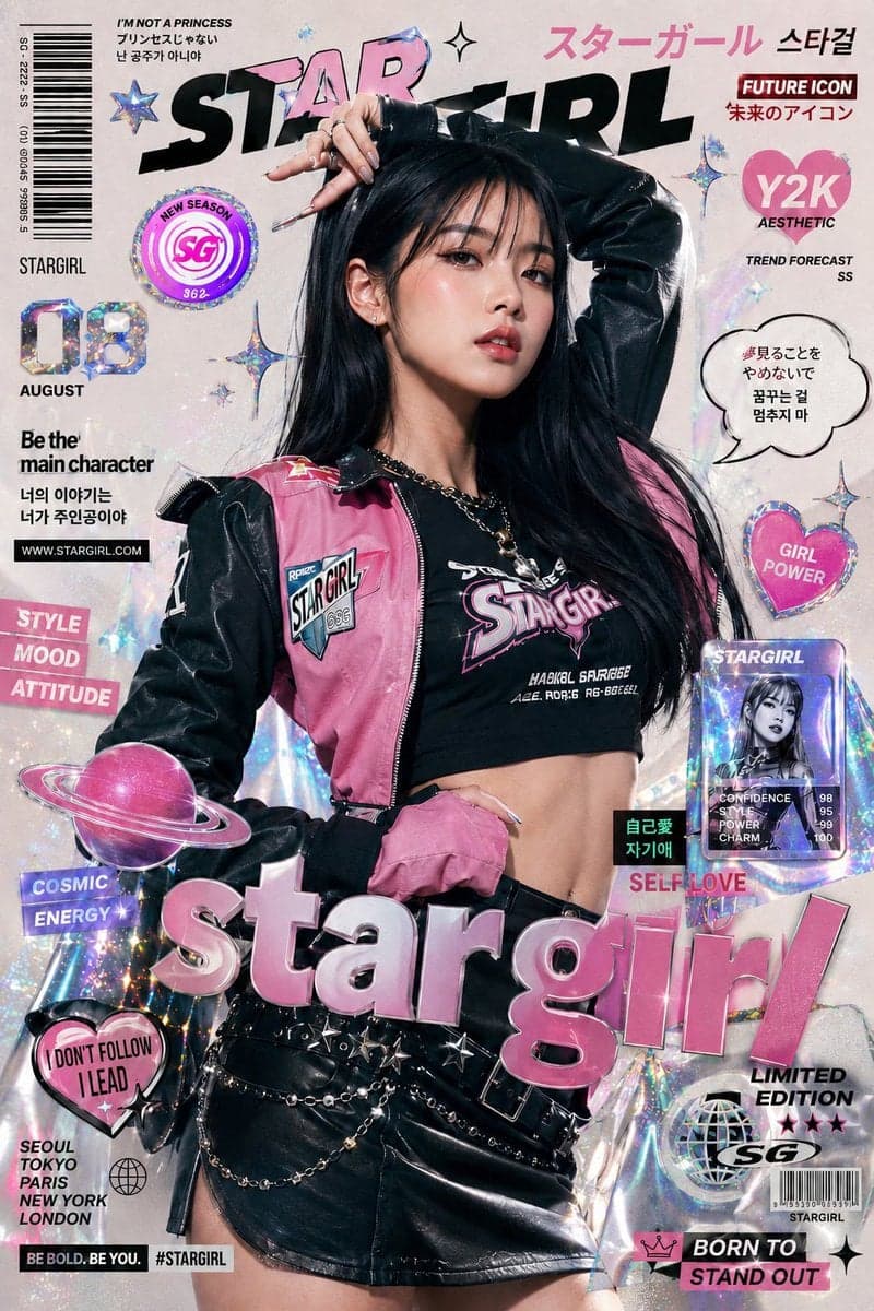 Ultra-stylized high-fashion editorial poster featuring a ... 3