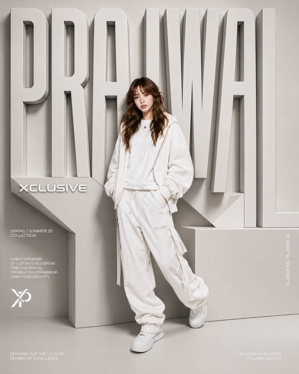 A high-end fashion campaign poster featuring a young mode... 2