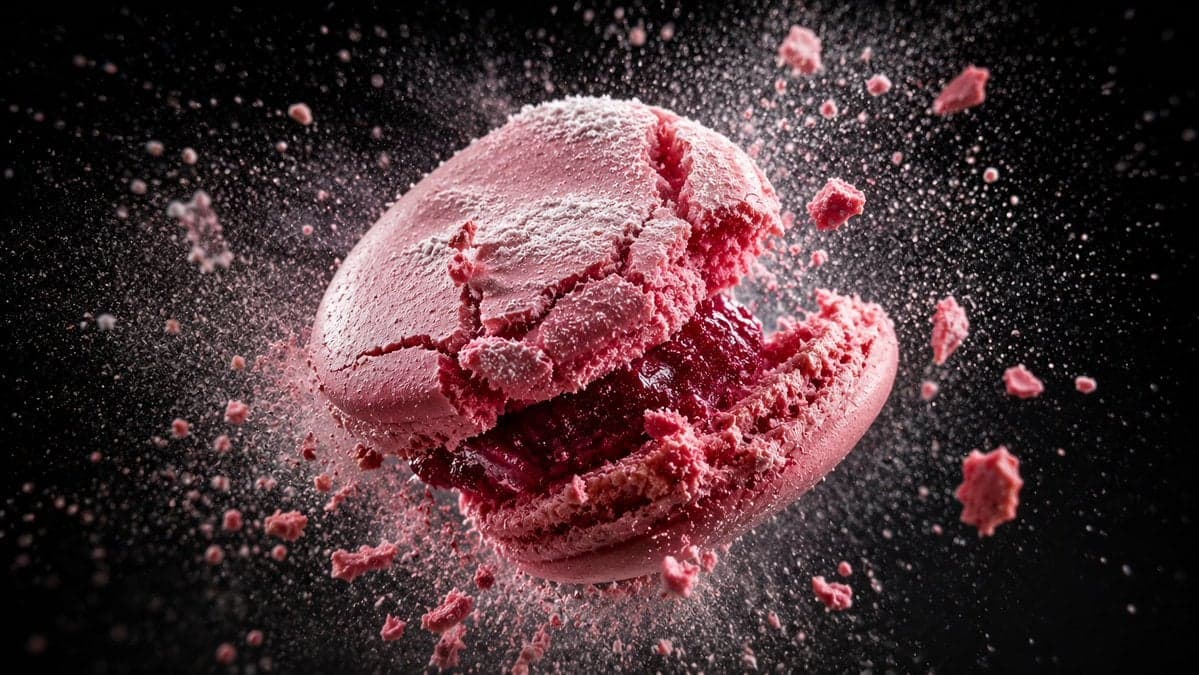 [Food Item] coated in [Powder Sugar Cocoa] being dropped ... 2