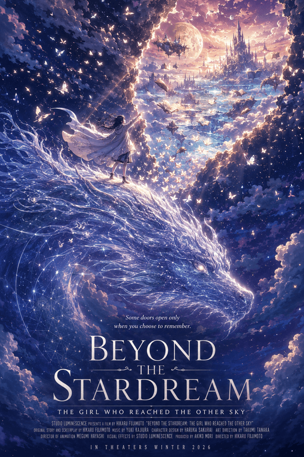 A breathtaking anime fantasy movie poster in portrait for... 2