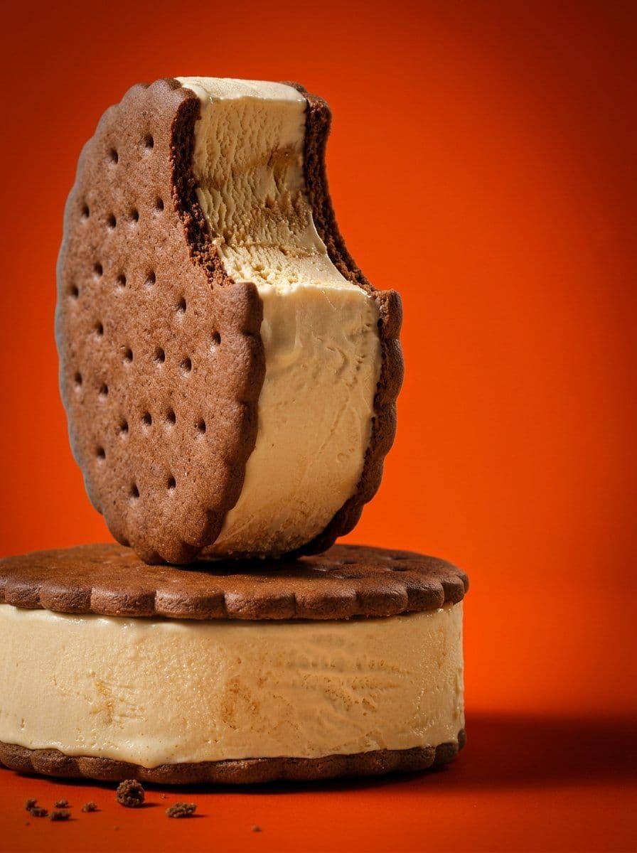 "A studio food still-life of two chocolate ice-cream sand... 2